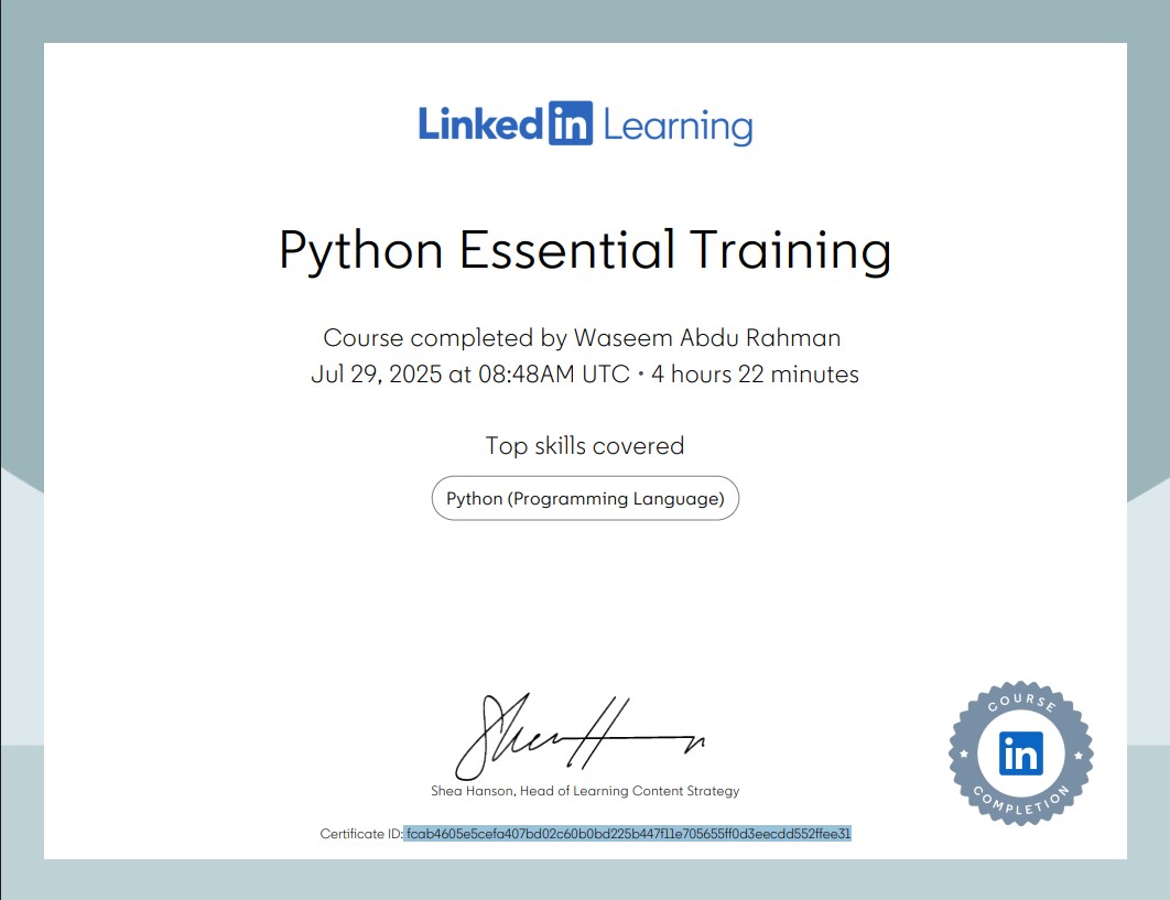 Python Essential Certificate